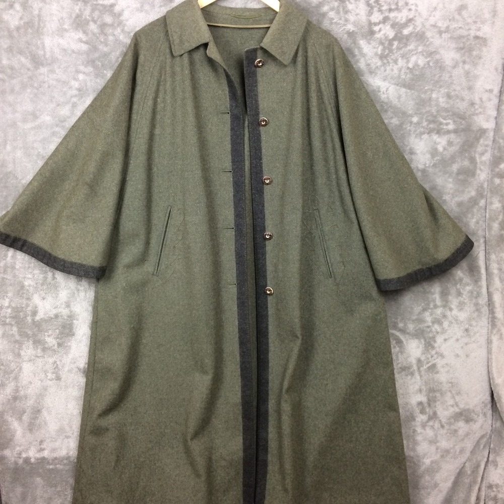 Vtg Bavaria Loden Wool Shawl Cape Size 44 Green Embroidered